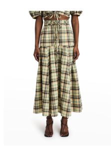 Milly Custom Yarn-Dyed Plaid Maxi Skirt