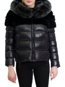 Rex Rabbit & Fox Fur Trim Puffer Jacket