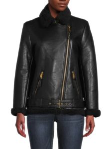Faux Fur Lined Leather Moto Jacket