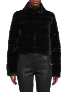 Faux Fur Cropped Zip Up Jacket
