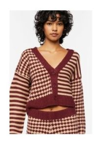 Mixed Print Cardigan Sweater