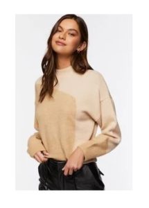 Mock Neck Abstract Print Sweater