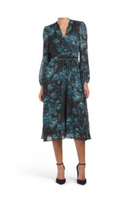 Long Sleeve V-neck Floral Dress