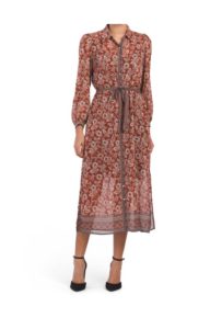 Border Print Midi Dress