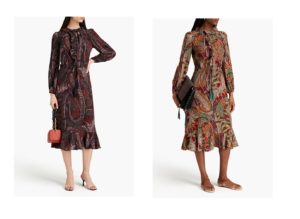 Ruffled Printed Crepe De Chine Midi Dress