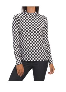 Long Sleeve Mock Neck Mesh Insert Top