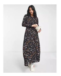 Floral Maxi Dress with Balloon Sleeve in Floral Print