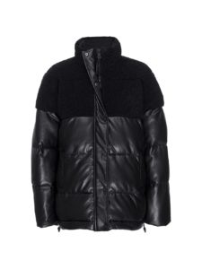 Faux Leather Cocoon Puffer Jacket