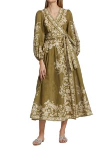 Anneke Floral Cotton Wrap Midi-dress