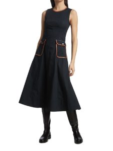 Bait Faux Leather-trim Pocket Dress