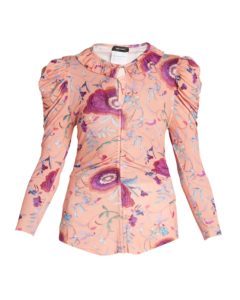 Jen Floral-print Ruched Puff-sleeve Blouse