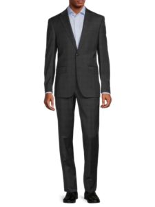 Slim Fit Checked Wool Blend Suit