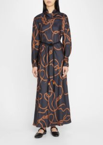 Rope-print Cowl-neck Maxi Dress