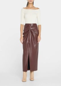 Leane Front-twist Vegan Leather Skirt