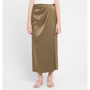 Lea Satin Midi Skirt with Tie Waist