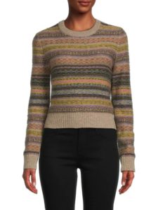 60s Shrunken Pattern Wool Blend Sweater