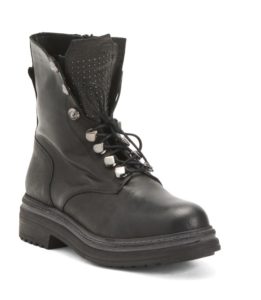 Leather Laced Up Hardware Booties