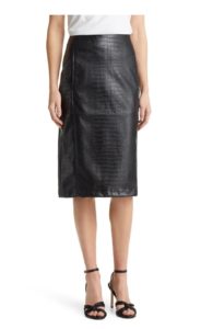 Croc Embossed Faux Leather Pencil Skirt
