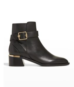 Clarice Leather Buckle Ankle Booties