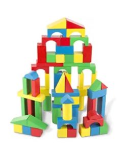 Wooden Building Blocks Set - 100 Blocks in 4 Colors