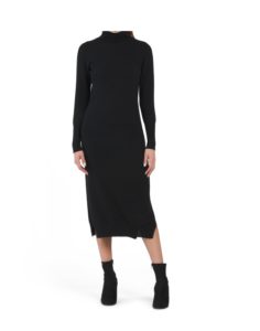 Cashmere Midi Turtleneck Dress with Side Slits