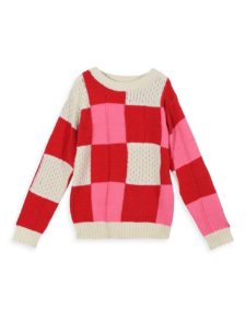 Girl's Checkered Knit Sweater