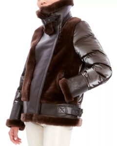 Mel Shearling Panel Down Puffer Coat