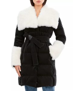 Zena Oversized Shearling Collar Tie Waist Coat