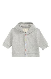 Thermal Knit Snap-up Cotton Hoodie