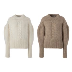 Cable-knit Puff-sleeve Sweater