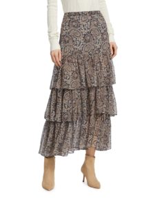 Shailene Tiered Silk Midi-skirt $25gift Card with Purchase