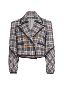 Aise Double-breasted Cotton Plaid Jacket $25 Gift Card