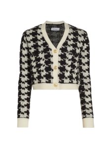 Molly Wool-blend Houndstooth Crop Cardigan $25 Gift Card with Purchase!