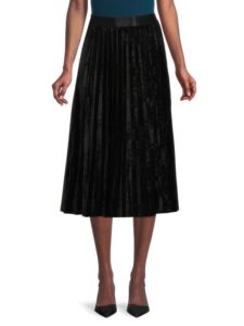 ​velvet Pleated Midi Skirt