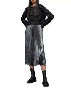 Silvi Pleated Metallic Sweater Dress