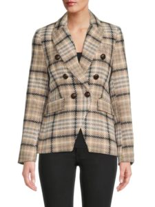 ​plaid Double Breasted Blazer