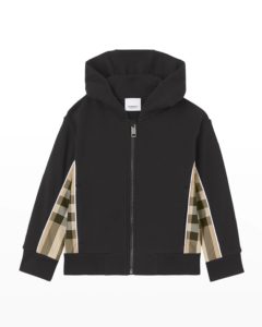 Boy's Graham Check-insert Hoodie Jacket, Size 3-14