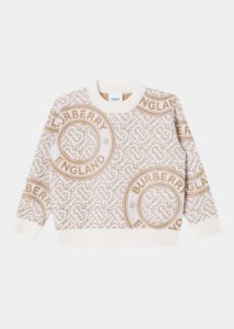 Boy's Jaimie Monogram Crewneck Sweater, Size 3-14