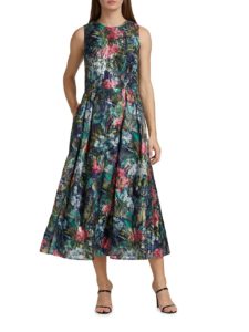 Floral Jacquard A-line Dress