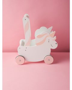 17in Wood Kids Unicorn Doll Stroller