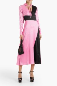 Penny Two-tone Satin-jacquard Midi Dress