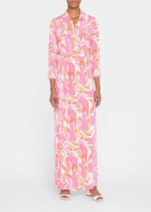 Cameron Abstracted Printed Belted Maxi Shirt Dress