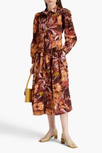 Jackie Floral-print Cotton Midi Shirt Dress