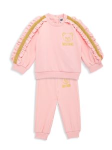 Baby Girl's & Little Girl's Logo & Small Bear Graphic Tracksuit