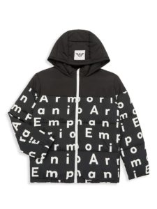 Little Boy's & Boy's Logo Print Hooded Puffer Jacket