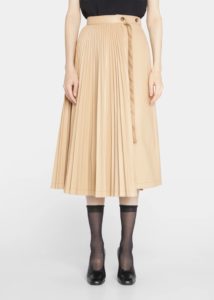 Asymmetric Pleated Faux Leather Midi Skirt