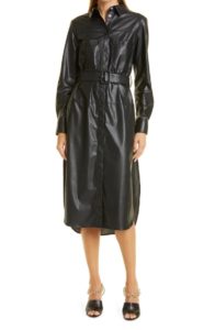 Barrkir Long Sleeve Faux Leather Shirtdress