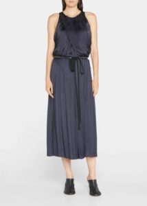 Pleated Crisscross Midi A-line Dress