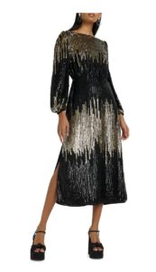 Sequin Long Sleeve Midi Dress