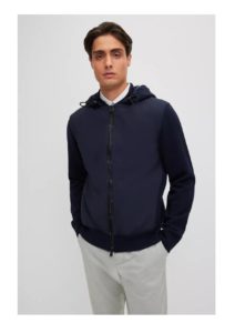 Hybrid Hooded Jacket with Waterproof Logo-trimmed Zip